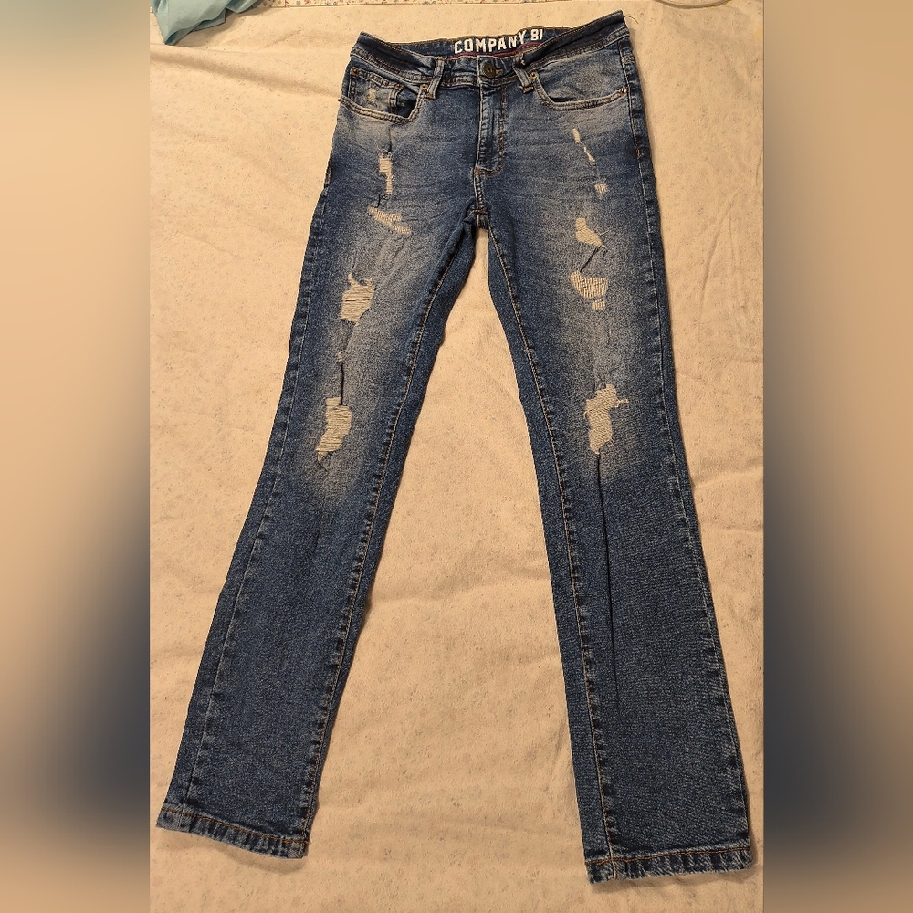 Men's Distressed Skinny Jeans - Blue